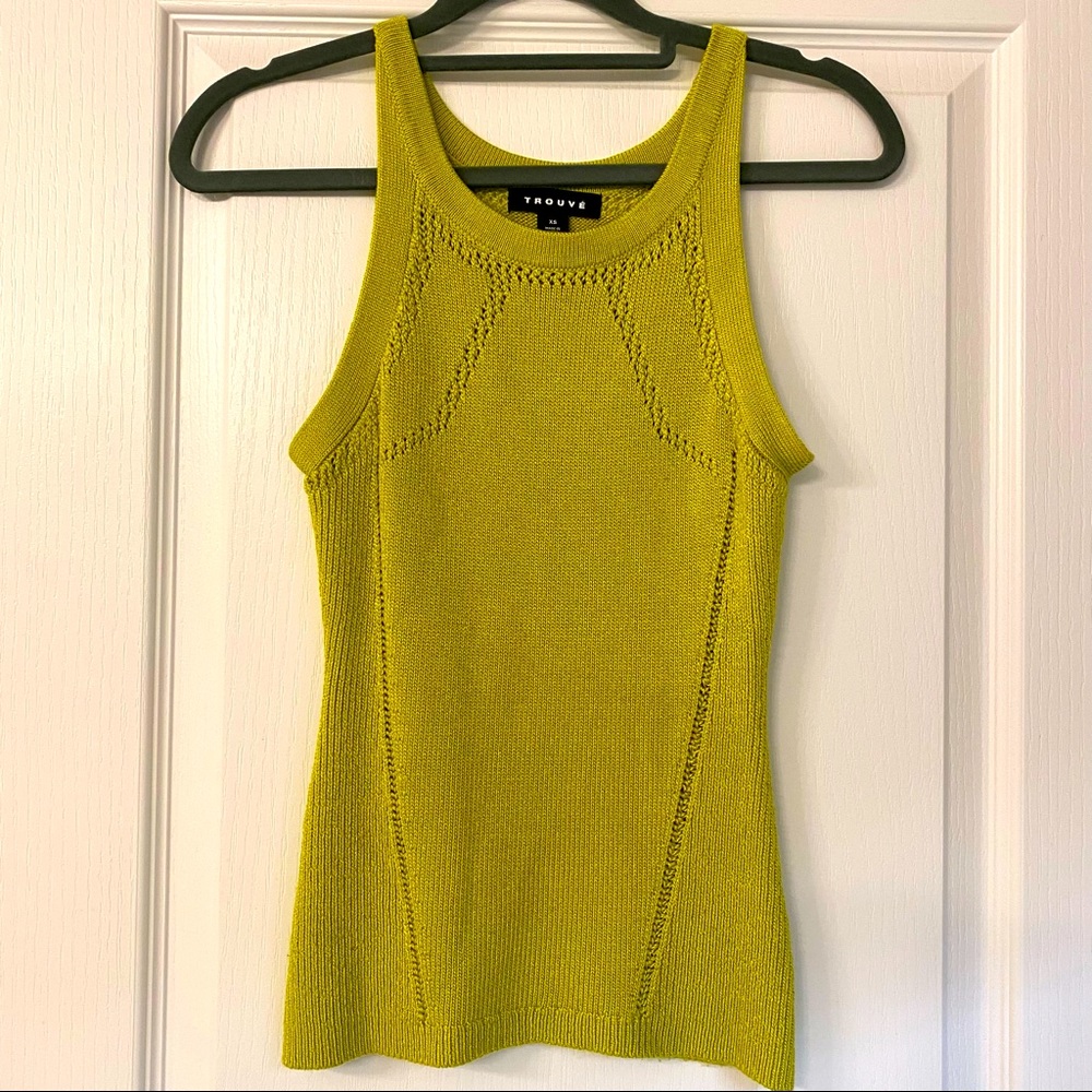Trouvé Knitted Green/Yellow/Mustard Knitted Tank, Sweater Sz XS